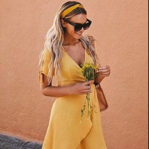 Lulu's My Philosophy Golden Yellow Wrap Dress